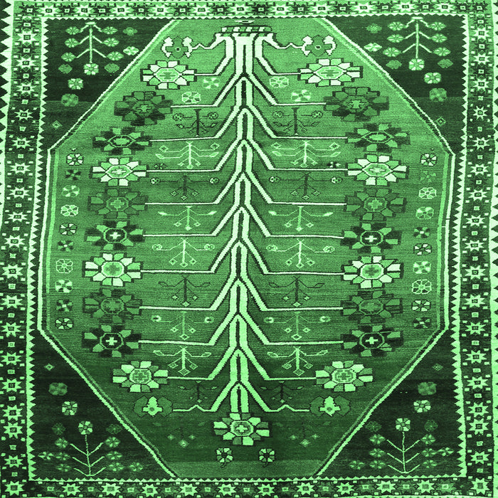 Square Machine Washable Persian Emerald Green Traditional Area Rugs, wshtr826emgrn