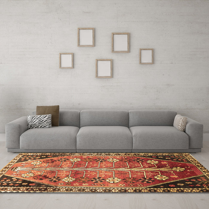 Machine Washable Persian Brown Traditional Rug in a Living Room,, wshtr826brn