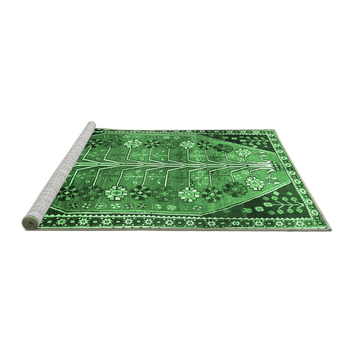 Sideview of Machine Washable Persian Emerald Green Traditional Area Rugs, wshtr826emgrn