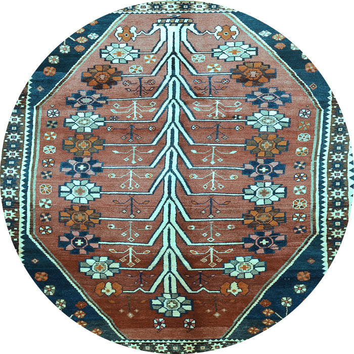 Round Persian Light Blue Traditional Rug, tr826lblu