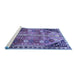 Sideview of Machine Washable Persian Blue Traditional Rug, wshtr826blu