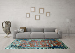 Machine Washable Persian Light Blue Traditional Rug in a Living Room, wshtr826lblu