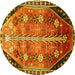 Round Persian Yellow Traditional Rug, tr826yw