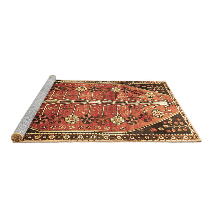 Sideview of Machine Washable Persian Brown Traditional Rug, wshtr826brn
