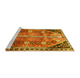 Sideview of Machine Washable Persian Yellow Traditional Rug, wshtr826yw