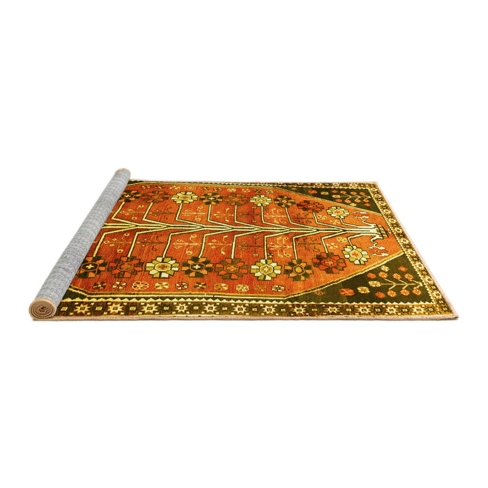 Sideview of Machine Washable Persian Yellow Traditional Rug, wshtr826yw