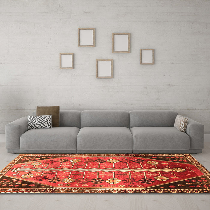 Machine Washable Persian Orange Traditional Area Rugs in a Living Room, wshtr826org