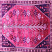 Square Machine Washable Persian Pink Traditional Rug, wshtr826pnk