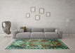 Machine Washable Persian Turquoise Traditional Area Rugs in a Living Room,, wshtr826turq