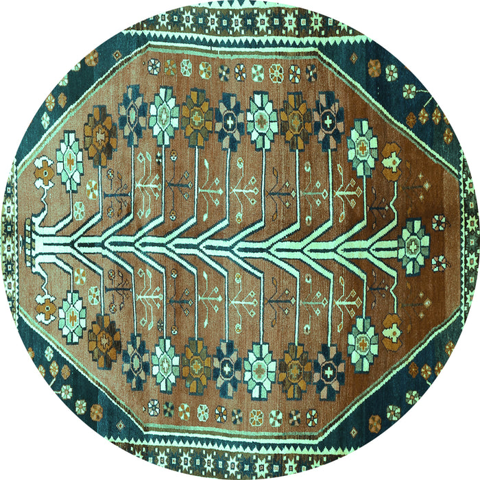 Round Persian Turquoise Traditional Rug, tr826turq
