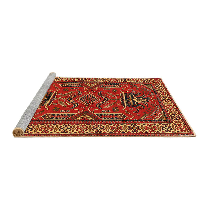 Sideview of Machine Washable Traditional Light Brown Rug, wshtr827
