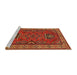 Sideview of Machine Washable Traditional Light Brown Rug, wshtr827