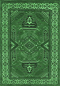 Geometric Emerald Green Traditional Rug, tr827emgrn