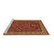 Sideview of Machine Washable Geometric Brown Traditional Rug, wshtr827brn