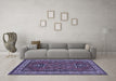 Machine Washable Geometric Blue Traditional Rug in a Living Room, wshtr827blu