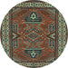 Round Geometric Light Blue Traditional Rug, tr827lblu