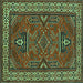 Square Geometric Turquoise Traditional Rug, tr827turq