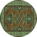 Round Machine Washable Geometric Turquoise Traditional Area Rugs, wshtr827turq