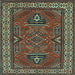 Square Geometric Light Blue Traditional Rug, tr827lblu