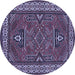 Round Geometric Blue Traditional Rug, tr827blu