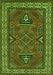 Serging Thickness of Machine Washable Geometric Green Traditional Area Rugs, wshtr827grn