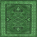 Square Geometric Emerald Green Traditional Rug, tr827emgrn