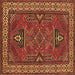 Square Geometric Brown Traditional Rug, tr827brn