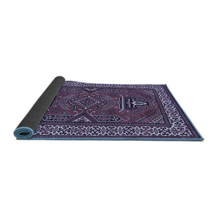 Sideview of Geometric Blue Traditional Rug, tr827blu