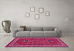 Machine Washable Geometric Pink Traditional Rug in a Living Room, wshtr827pnk