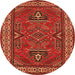 Square Geometric Orange Traditional Rug, tr827org