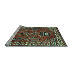 Sideview of Machine Washable Geometric Light Blue Traditional Rug, wshtr827lblu