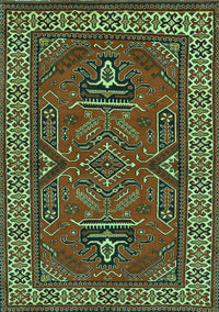 Geometric Turquoise Traditional Rug, tr827turq