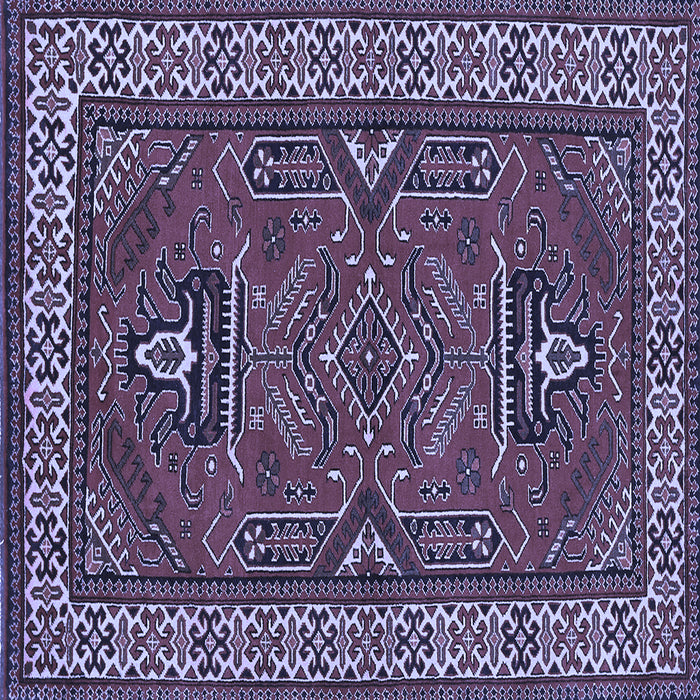 Square Machine Washable Geometric Blue Traditional Rug, wshtr827blu