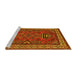 Sideview of Machine Washable Geometric Yellow Traditional Rug, wshtr827yw