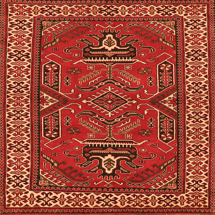 Round Machine Washable Geometric Orange Traditional Area Rugs, wshtr827org