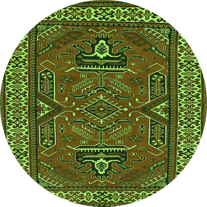 Square Geometric Green Traditional Rug, tr827grn