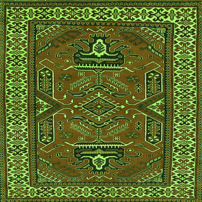 Serging Thickness of Geometric Green Traditional Rug, tr827grn