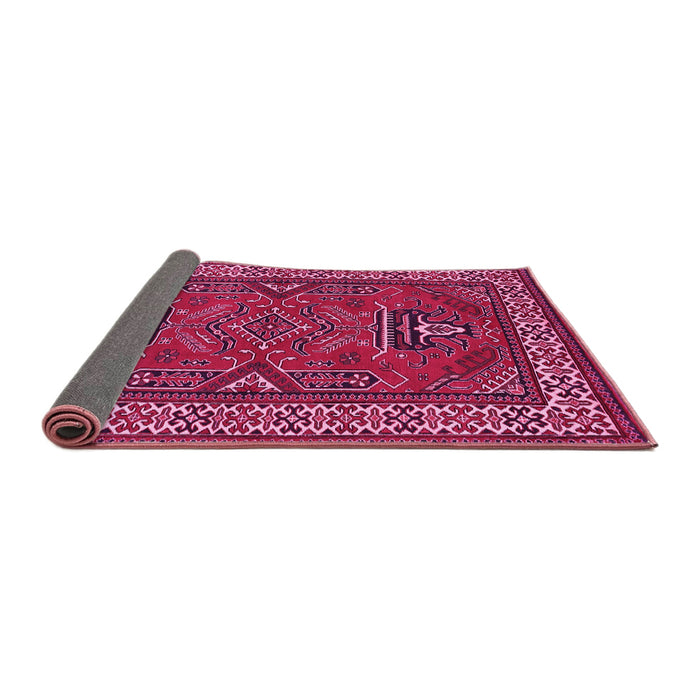 Sideview of Geometric Pink Traditional Rug, tr827pnk