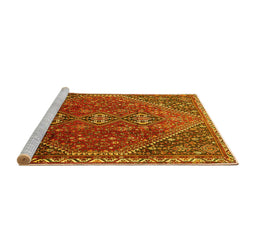 Sideview of Machine Washable Persian Yellow Traditional Rug, wshtr828yw
