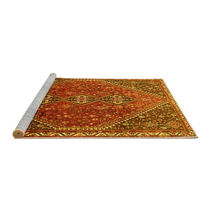 Sideview of Machine Washable Persian Yellow Traditional Rug, wshtr828yw