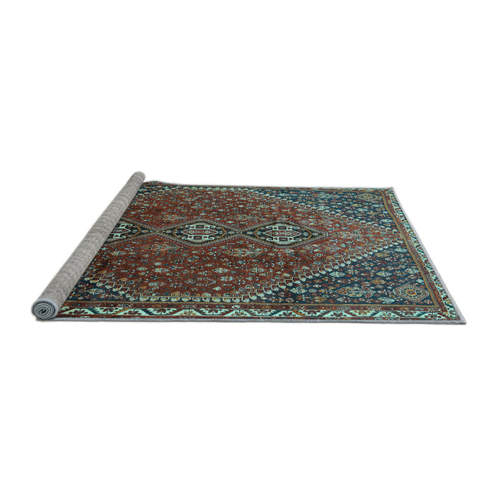 Sideview of Machine Washable Persian Light Blue Traditional Rug, wshtr828lblu