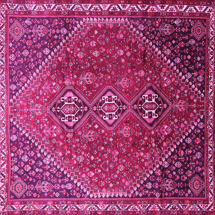 Square Machine Washable Persian Pink Traditional Rug, wshtr828pnk