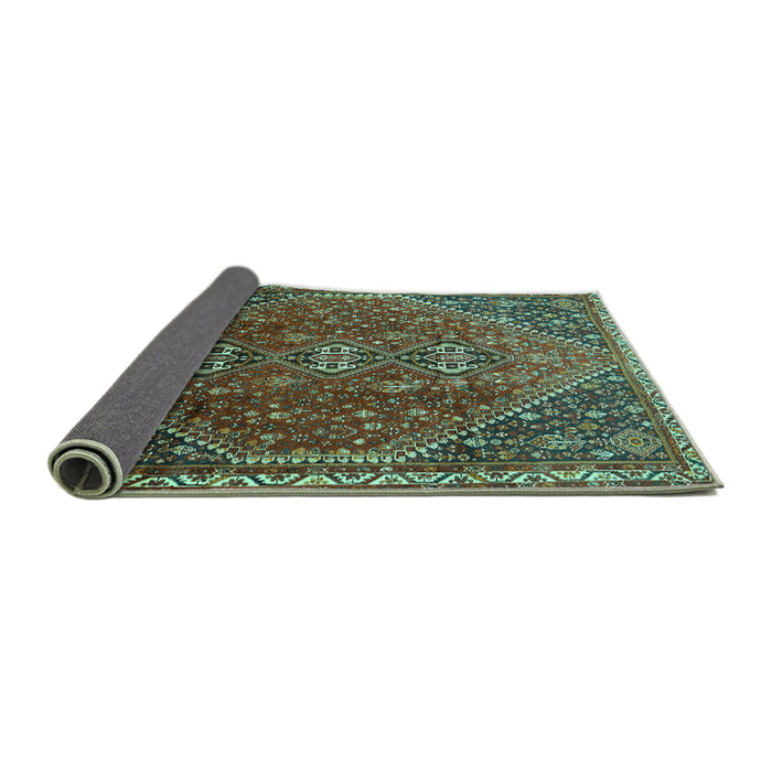 Sideview of Persian Turquoise Traditional Rug, tr828turq
