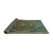 Sideview of Persian Turquoise Traditional Rug, tr828turq