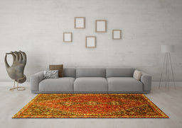 Machine Washable Persian Yellow Traditional Rug in a Living Room, wshtr828yw