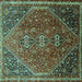 Square Persian Turquoise Traditional Rug, tr828turq