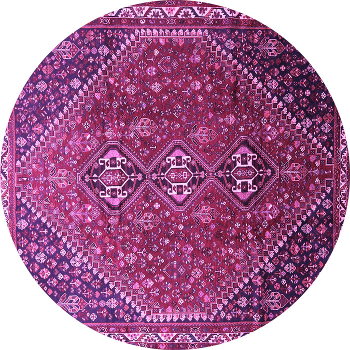 Round Machine Washable Persian Purple Traditional Area Rugs, wshtr828pur