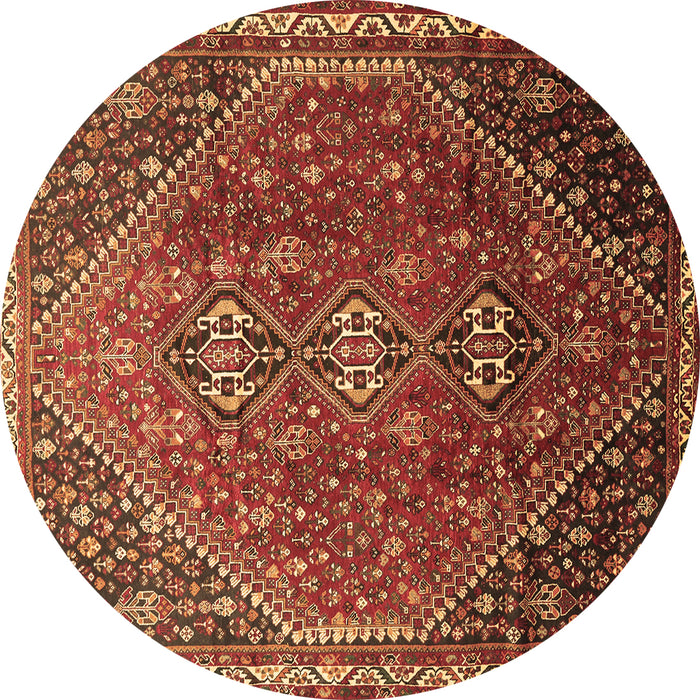 Round Persian Brown Traditional Rug, tr828brn