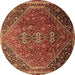 Round Persian Brown Traditional Rug, tr828brn