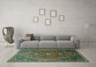 Machine Washable Persian Turquoise Traditional Area Rugs in a Living Room,, wshtr828turq